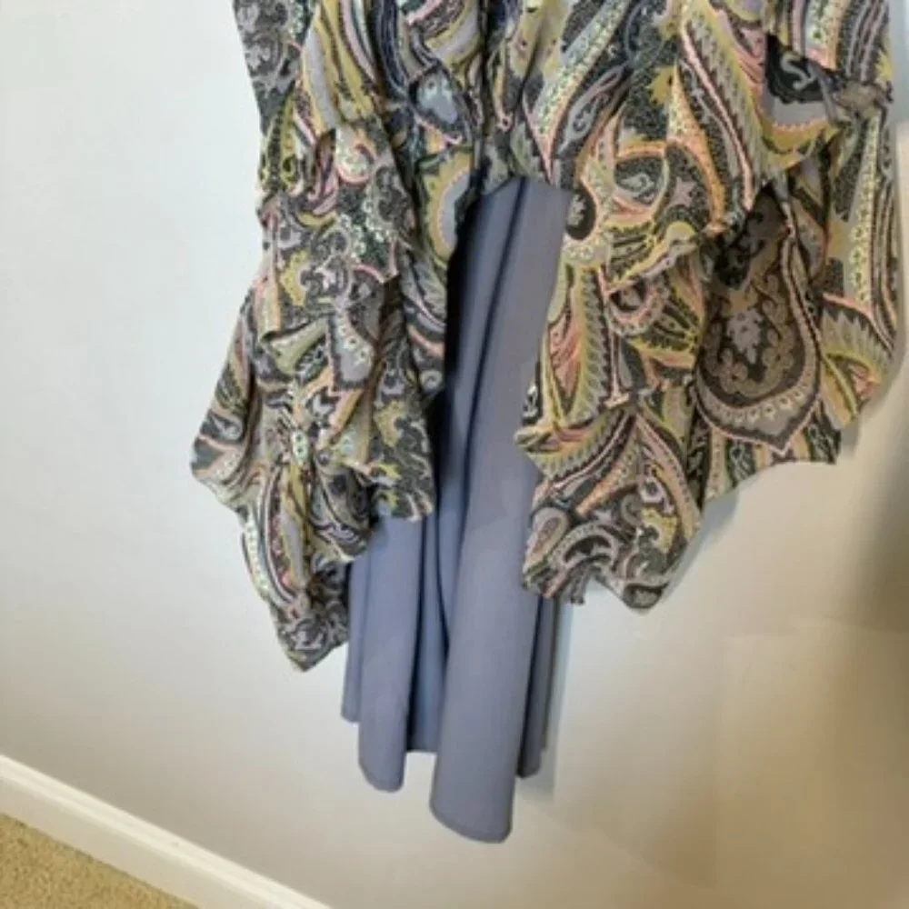 Love Sam Lined Sundress Maxi Small Print Blue Pick Green Flowing Adjustable - Picture 5 of 5